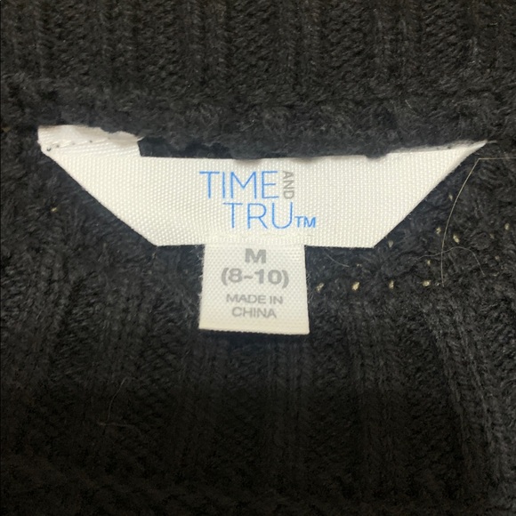 Time and Tru Black Sweater with Fringe - Picture 2 of 5